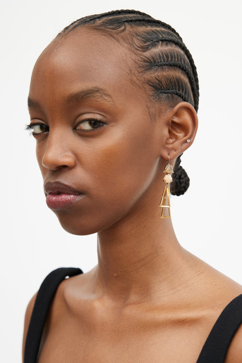 Wouters & Hendrix Gold & Stone Geometric Dangle Earrings
