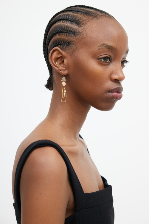 Wouters & Hendrix Gold & Stone Geometric Dangle Earrings