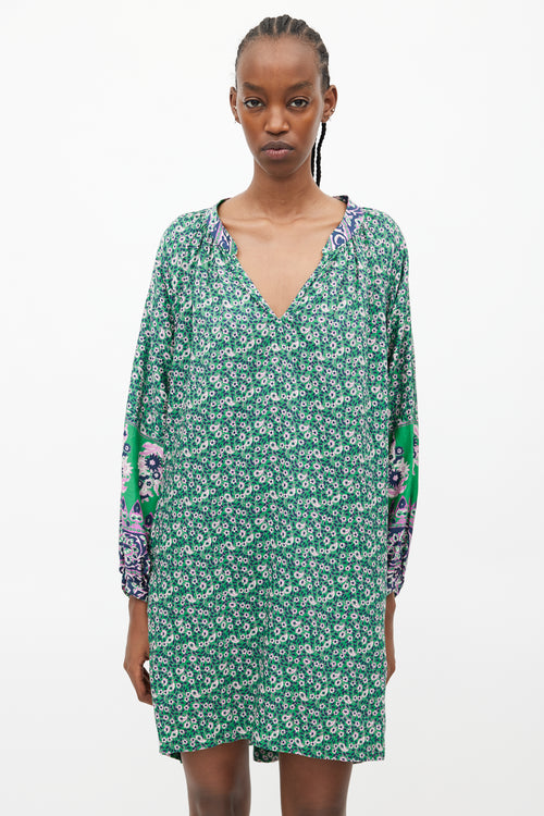 Xirena Green & Multicolour Floral Belted Dress