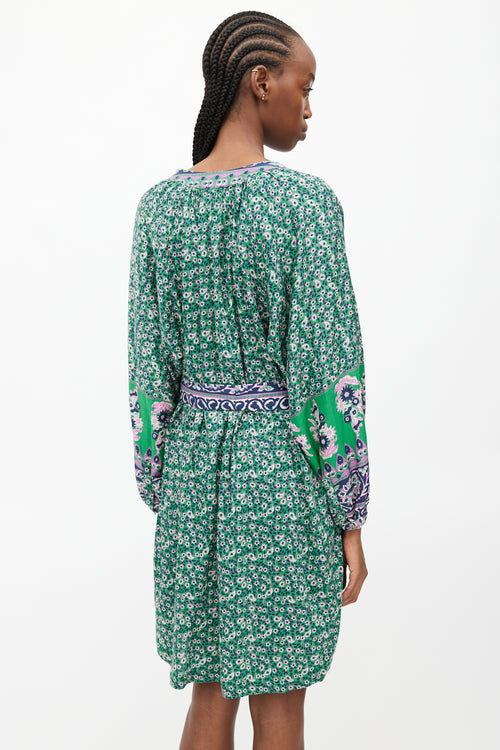 Xirena Green & Multicolour Floral Belted Dress