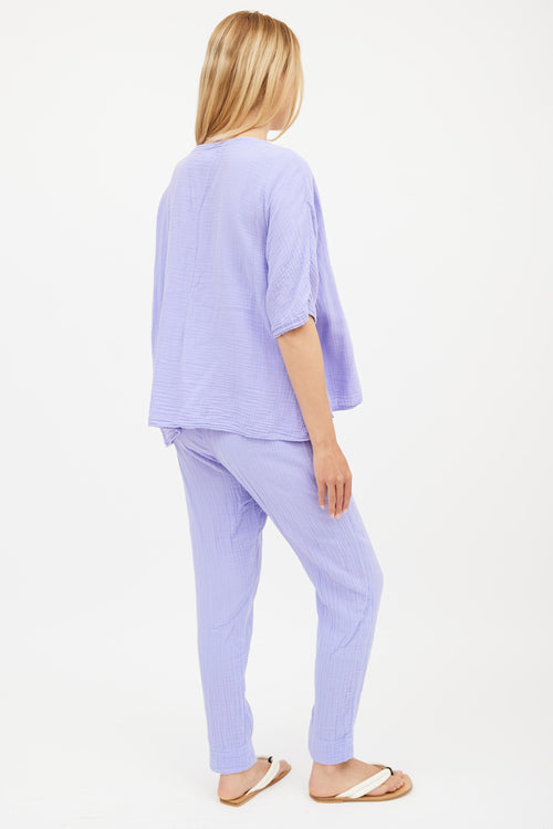 Xirena Purple Muslin Top & Pant Co-Ord Set