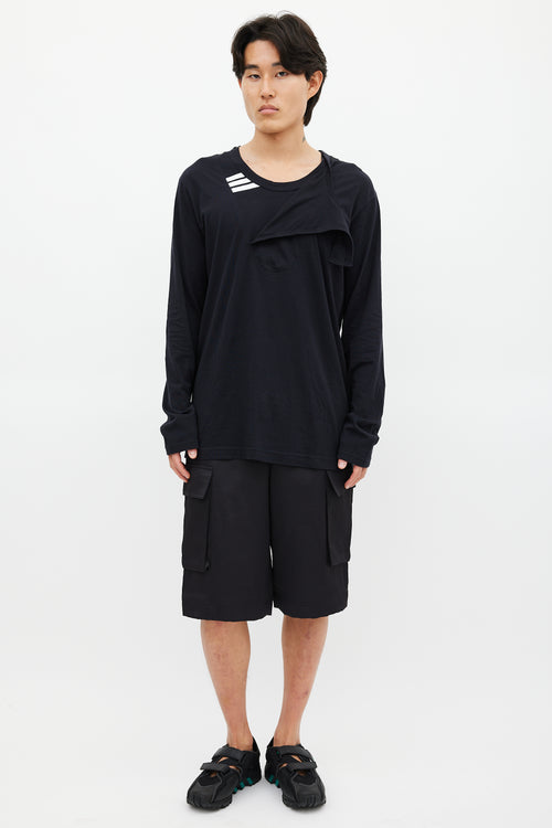 Y-3 Black & White Asymmetrical Top