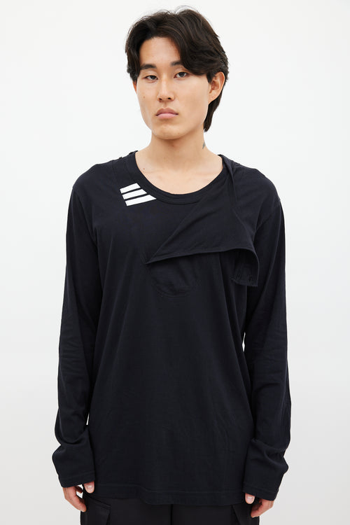 Y-3 Black & White Asymmetrical Top