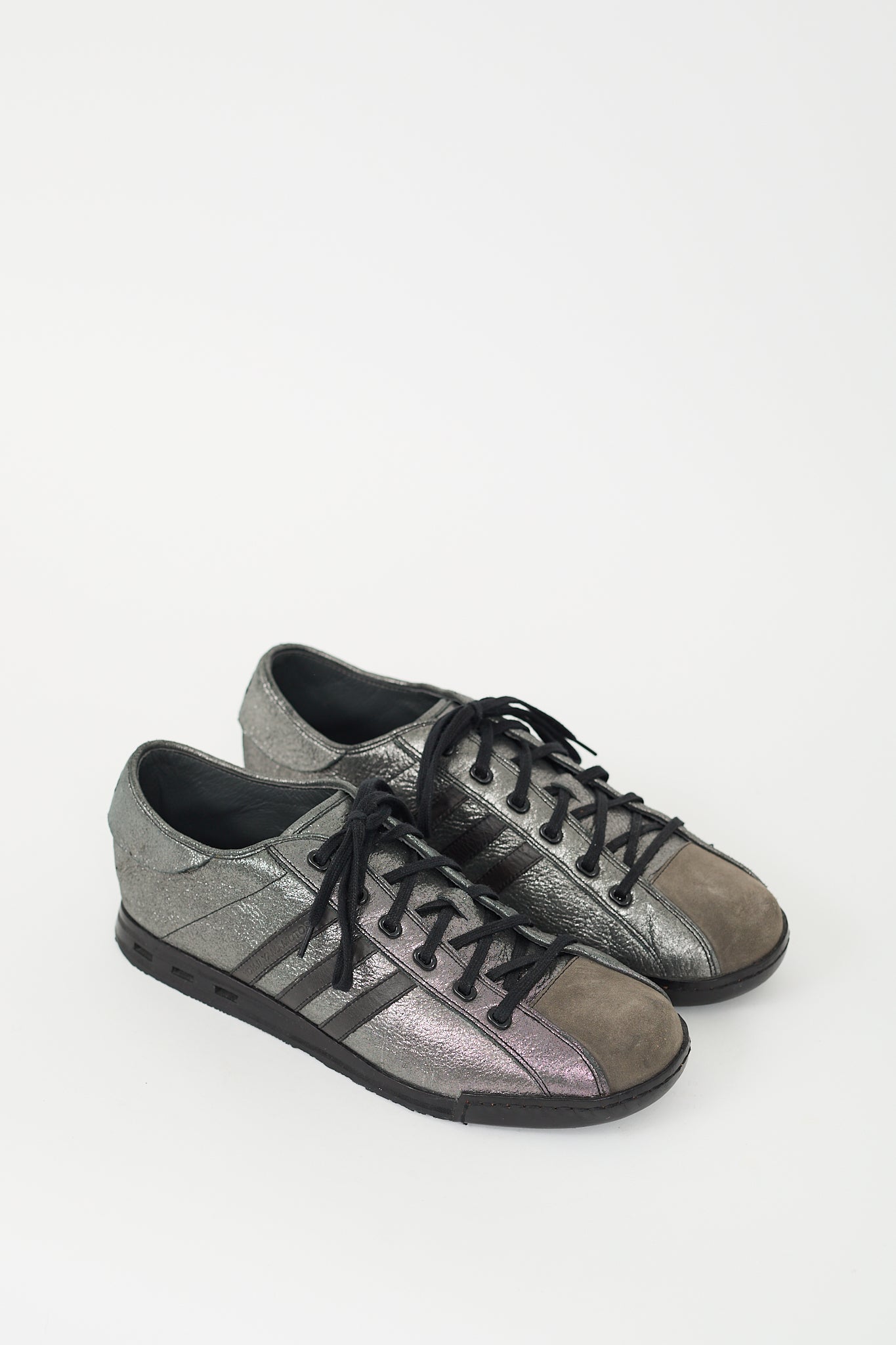 Y-3 Metallic Grey Leather Lancer Sneaker