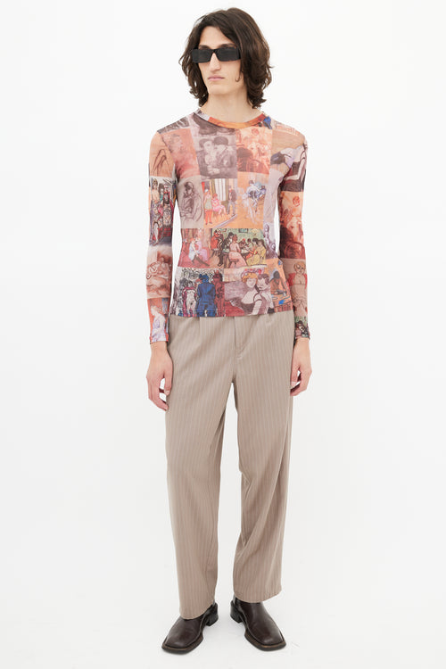 Y-Project Beige & Multicolour Sheer Mesh Top