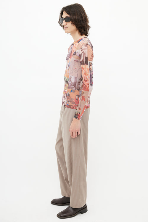 Y-Project Beige & Multicolour Sheer Mesh Top