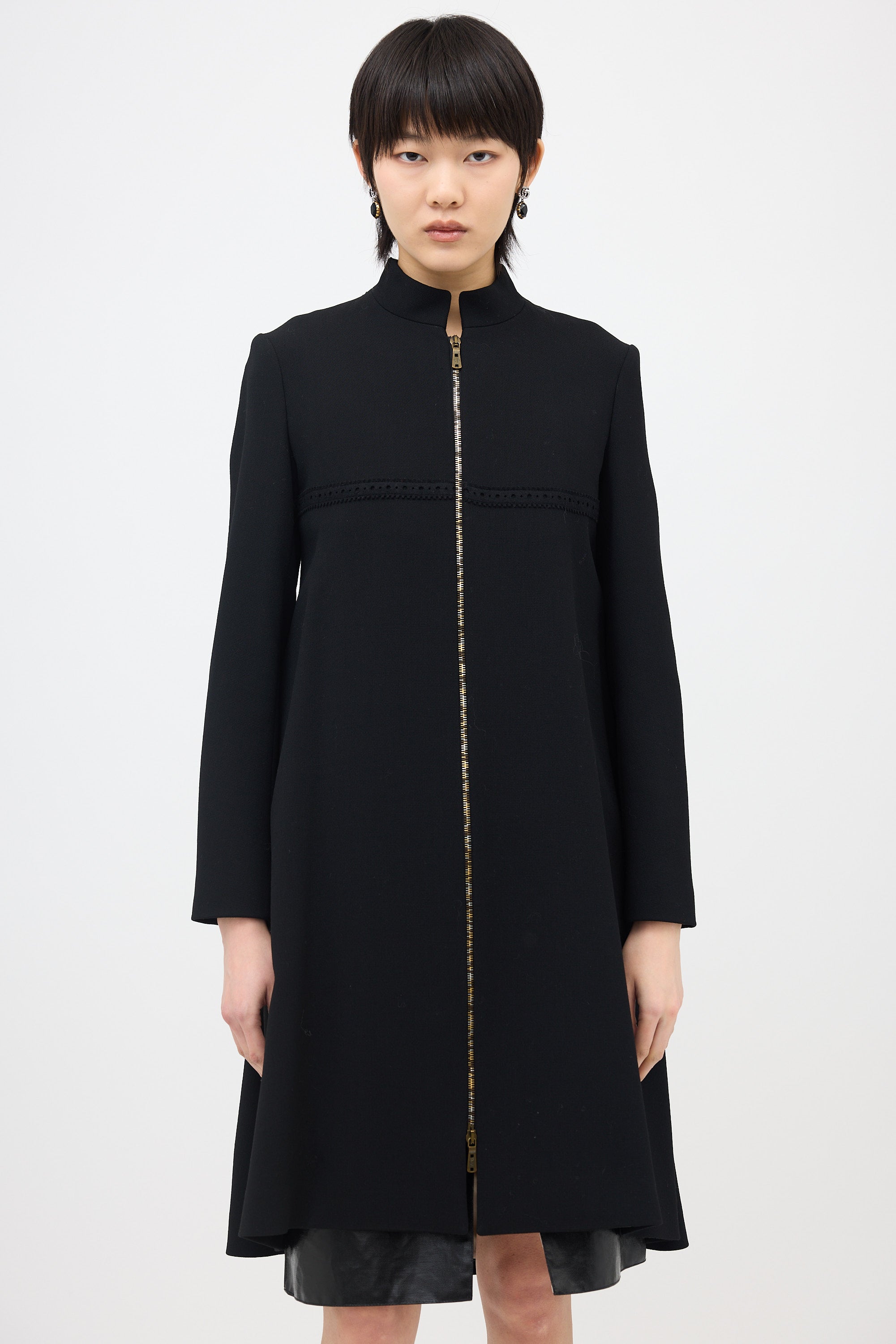Saint Laurent 2008 Wool Brogue Coat Dress