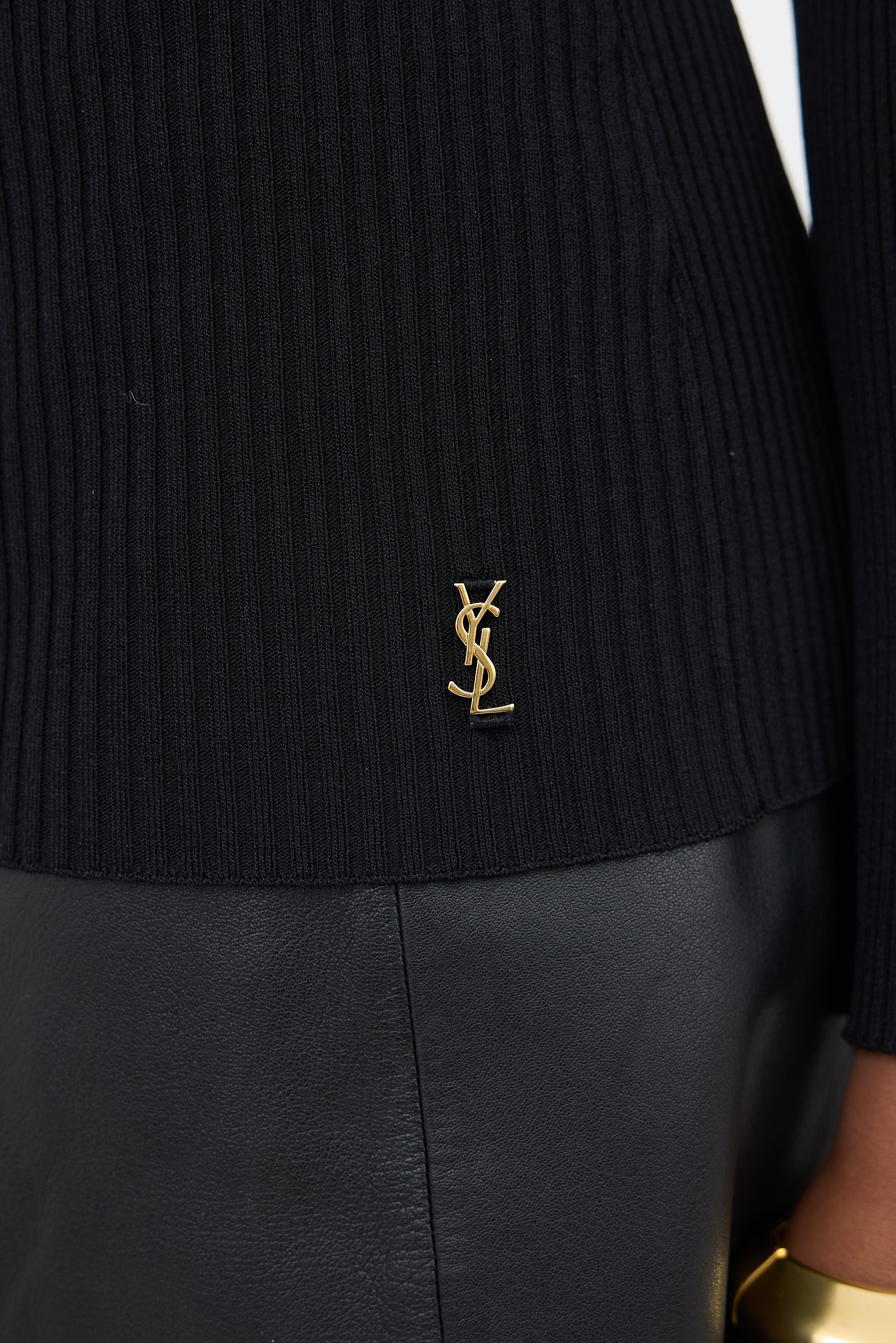 Saint Laurent Rib Knit Collared Sweater