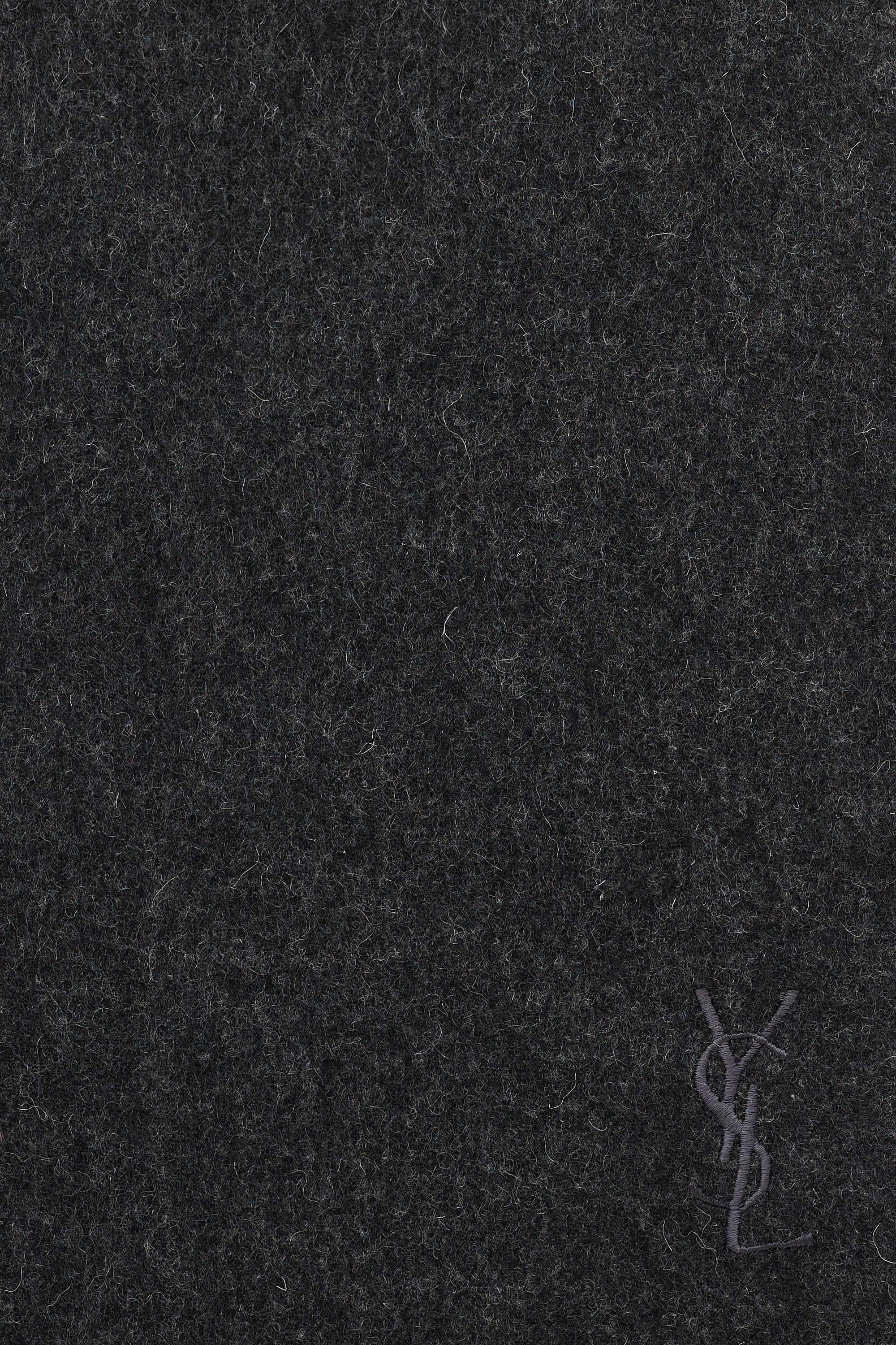 Saint Laurent Grey Knit Fringe Scarf