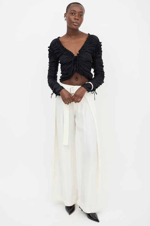 Saint Laurent Lace Up Ruched Top