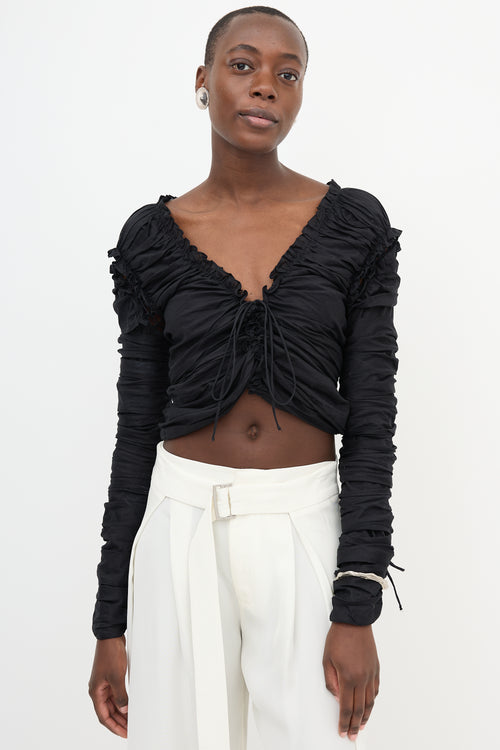 Saint Laurent Lace Up Ruched Top
