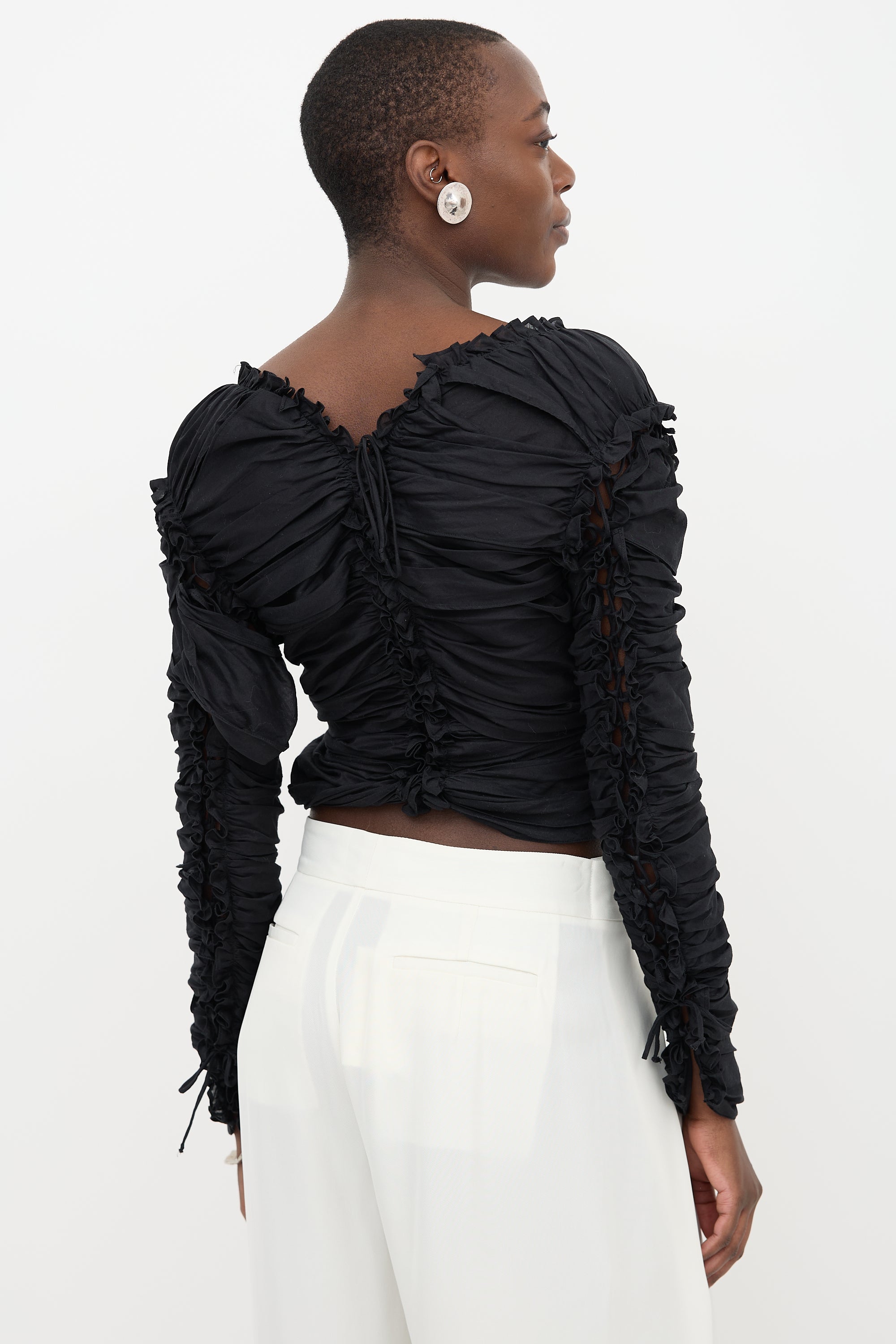 Saint Laurent Lace Up Ruched Top