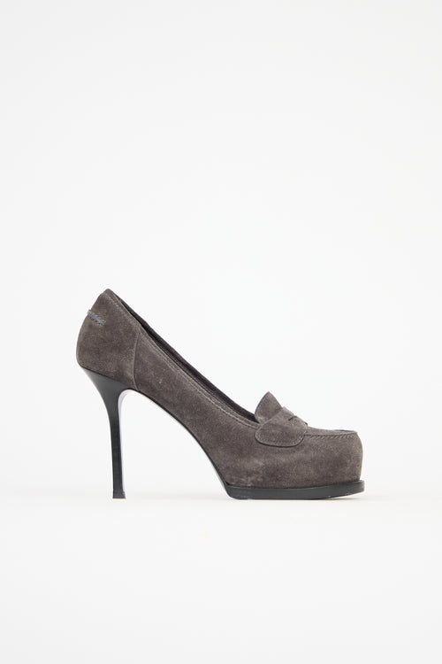 Saint Laurent Suede Loafer Pump