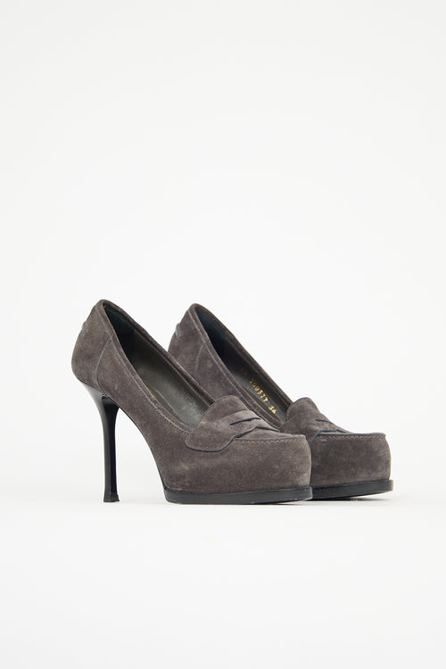 Saint Laurent Suede Loafer Pump