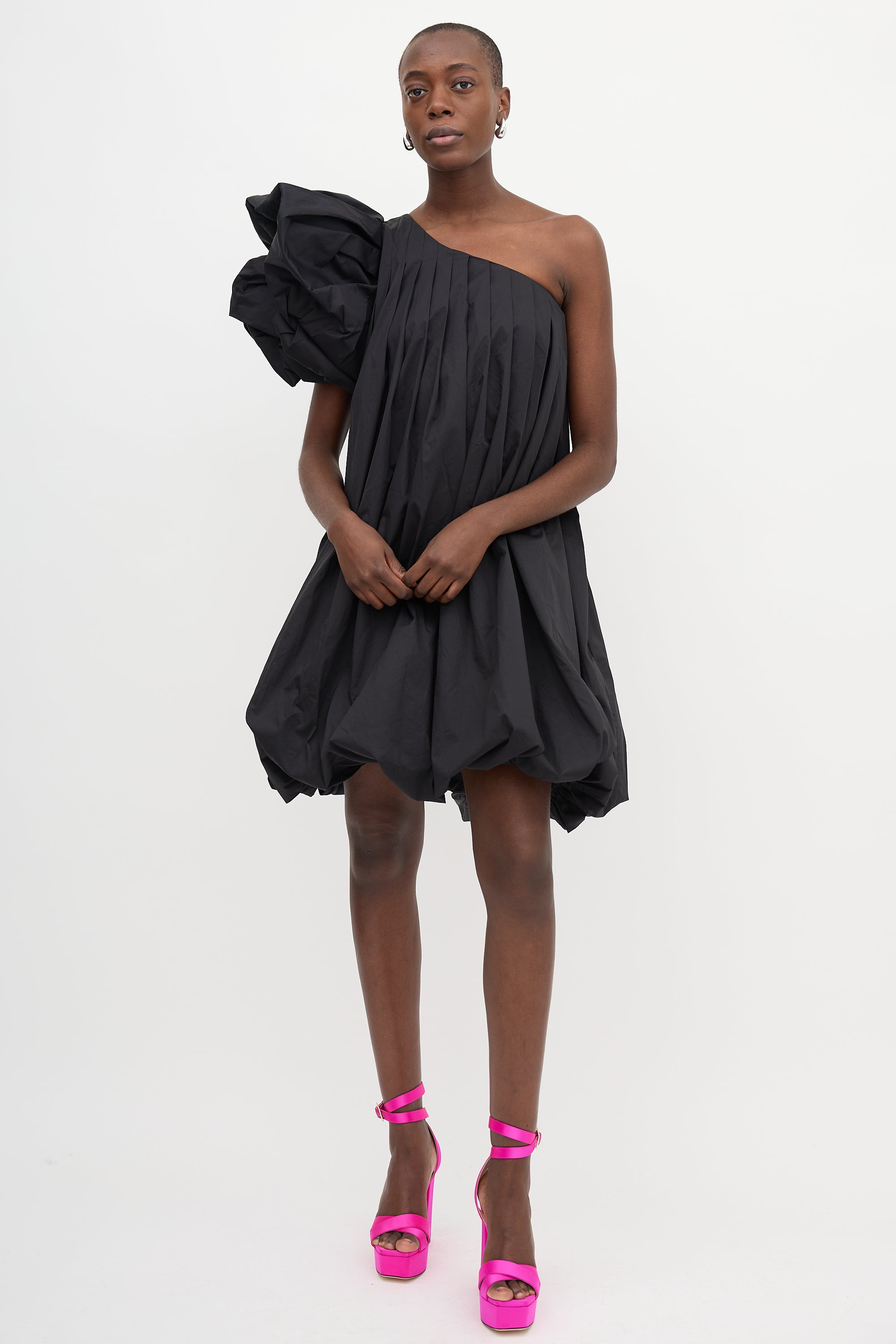 Yvon One Shoulder Bubble Hem Dress