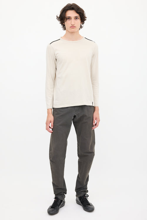 Y's Beige Cotton Long Sleeve Top