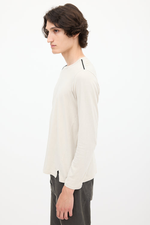 Y's Beige Cotton Long Sleeve Top