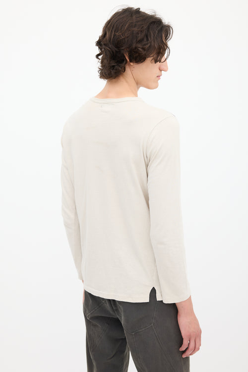 Y's Beige Cotton Long Sleeve Top