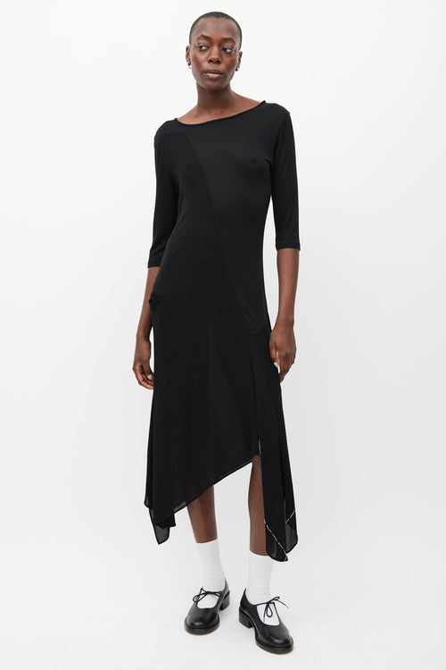 Y's Black & White Asymmetrical Dress