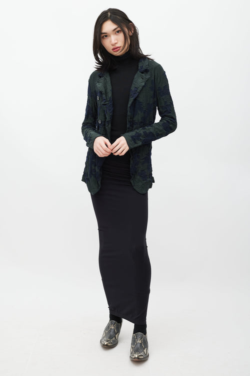 Y's Green & Navy Floral Knit Cardigan