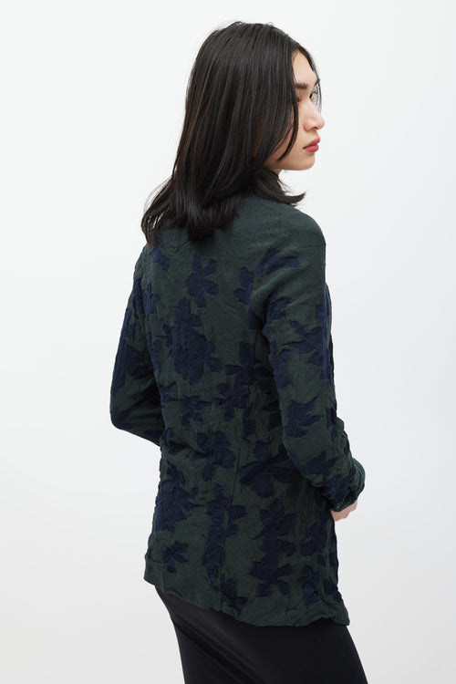 Y's Green & Navy Floral Knit Cardigan