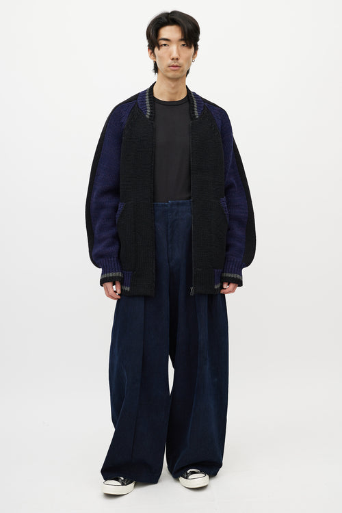 Yohji Yamamoto Black & Multicolour Striped Knit Cardigan