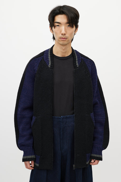 Yohji Yamamoto Black & Multicolour Striped Knit Cardigan
