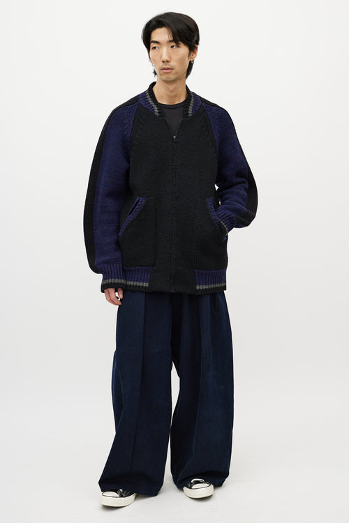 Yohji Yamamoto Black & Multicolour Striped Knit Cardigan