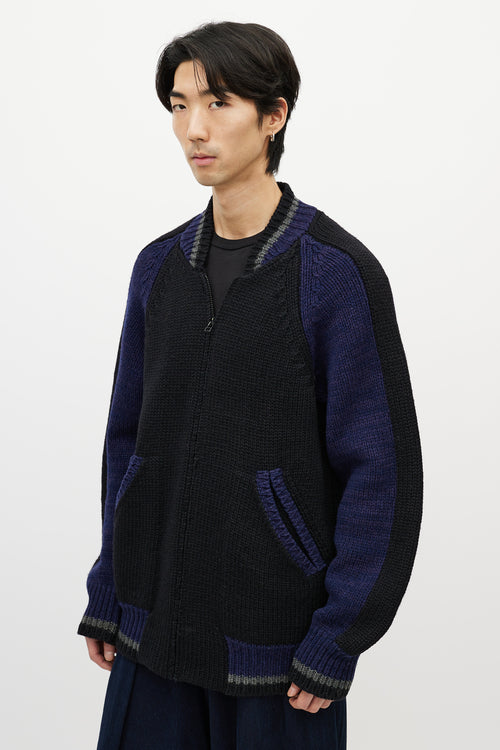 Yohji Yamamoto Black & Multicolour Striped Knit Cardigan
