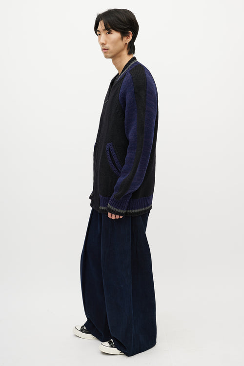 Yohji Yamamoto Black & Multicolour Striped Knit Cardigan