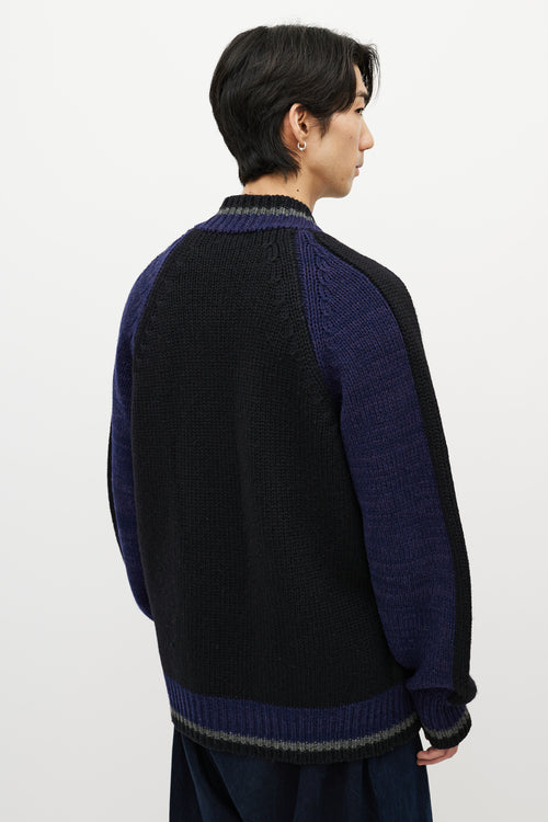 Yohji Yamamoto Black & Multicolour Striped Knit Cardigan