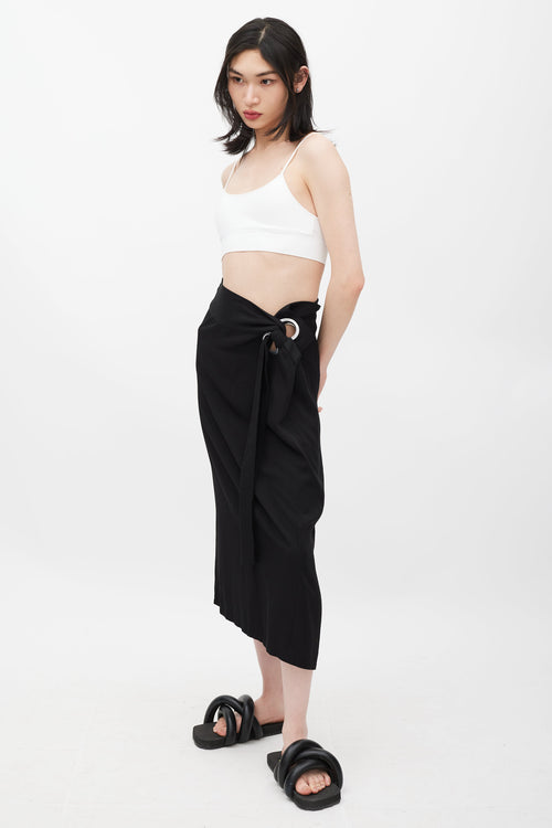 Yohji Yamamoto Black & Silver Eyelet Tie Skirt