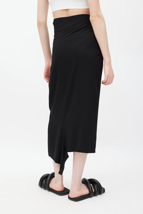 Yohji Yamamoto Black & Silver Eyelet Tie Skirt
