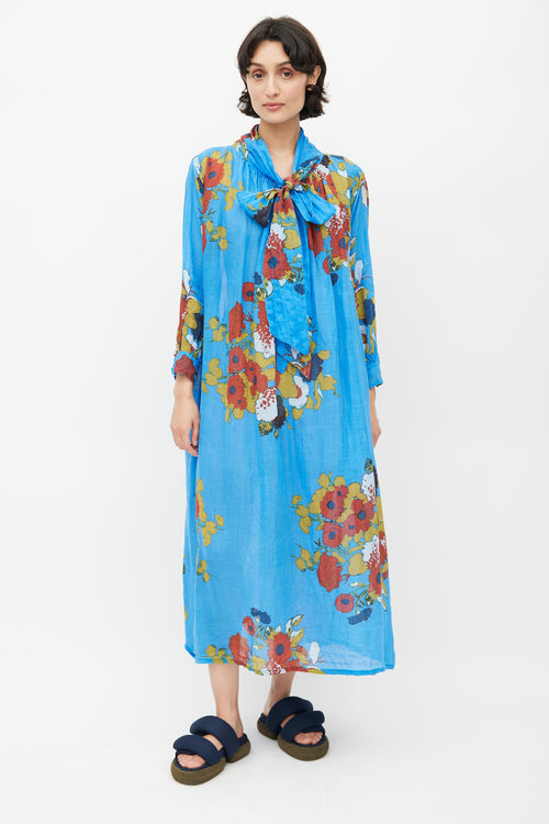Yvonne S Blue & Multi Floral Dress