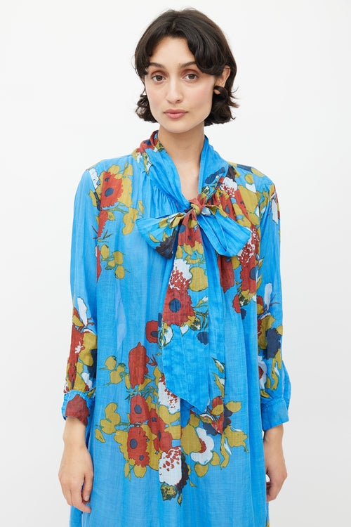 Yvonne S Blue & Multi Floral Dress