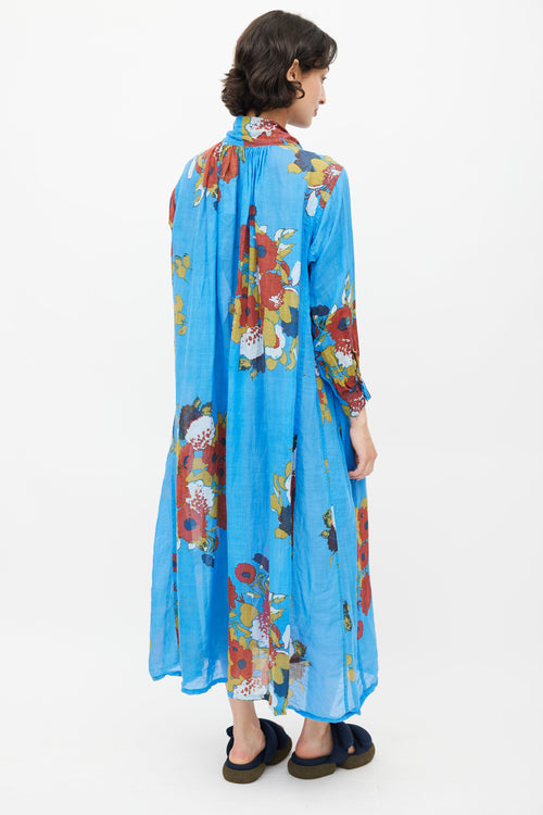 Yvonne S Blue & Multi Floral Dress