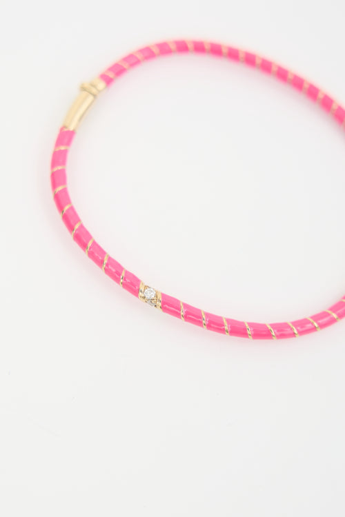 Yvonne Leon 9K Enamelled Gold & Diamond Bangle