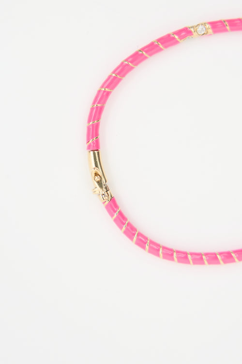 Yvonne Leon 9K Enamelled Gold & Diamond Bangle