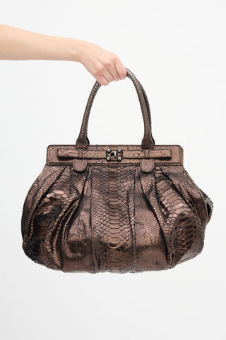 Zagliani Metallic Exotic Leather Bag