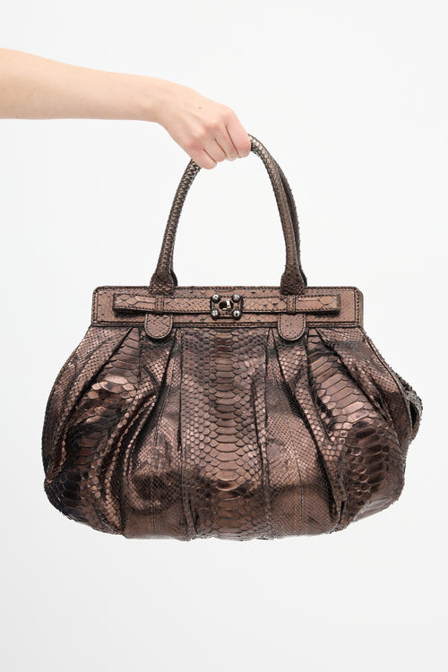 Zagliani Metallic Exotic Leather Bag