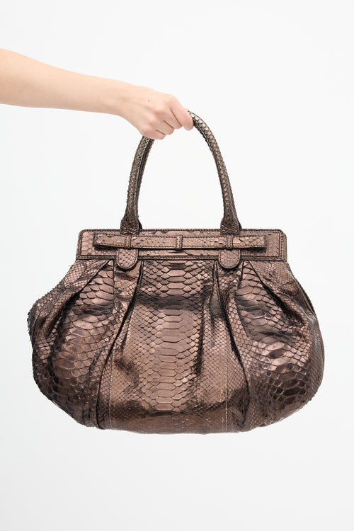 Zagliani Metallic Exotic Leather Bag