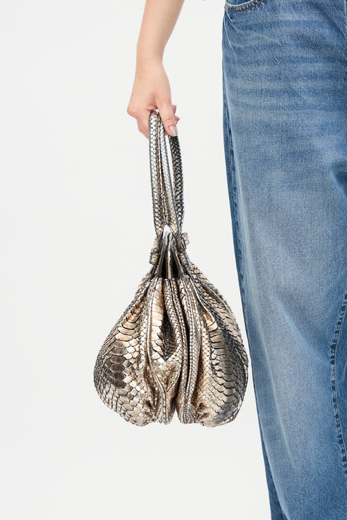 Zagliani Metallic Exotic Leather Bag