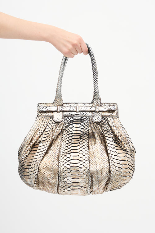 Zagliani Metallic Exotic Leather Bag