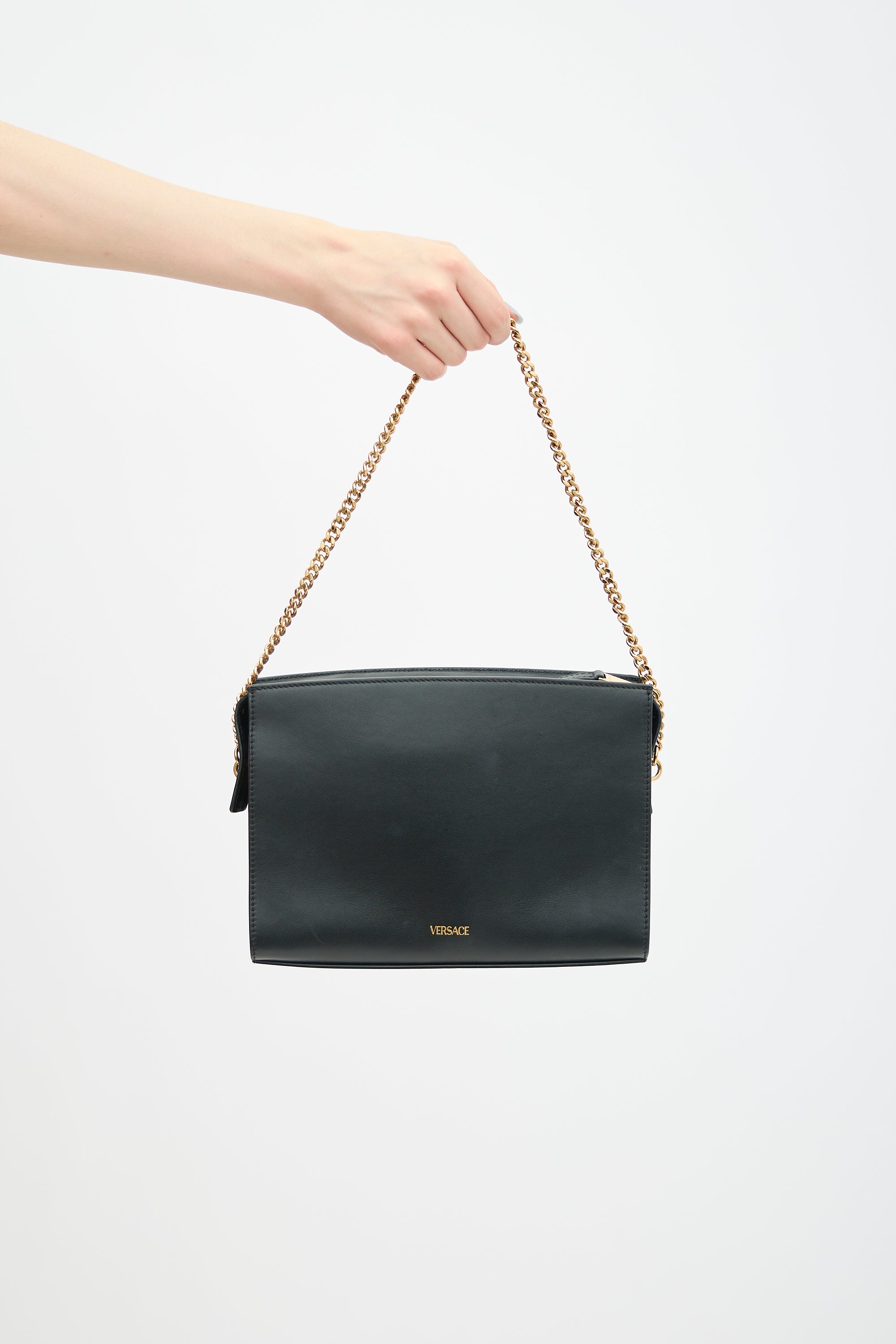 Versace Leather Virtus Shoulder Bag
