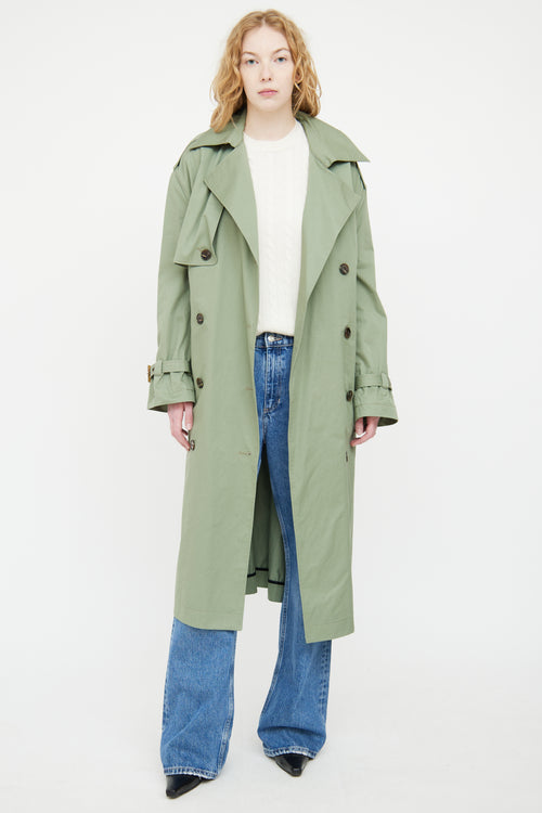 Zadig & Voltaire Green Kena Double Breasted Trench Coat