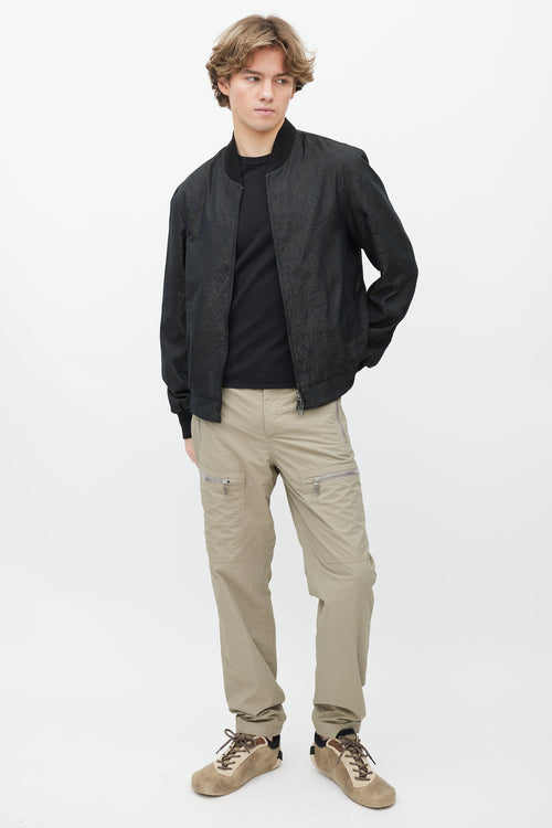 Zegna Black & Brown Abstract Bomber Jacket