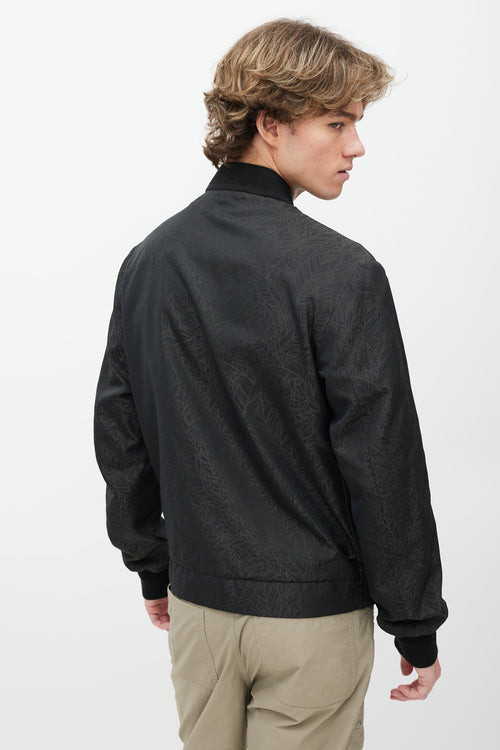 Zegna Black & Brown Abstract Bomber Jacket
