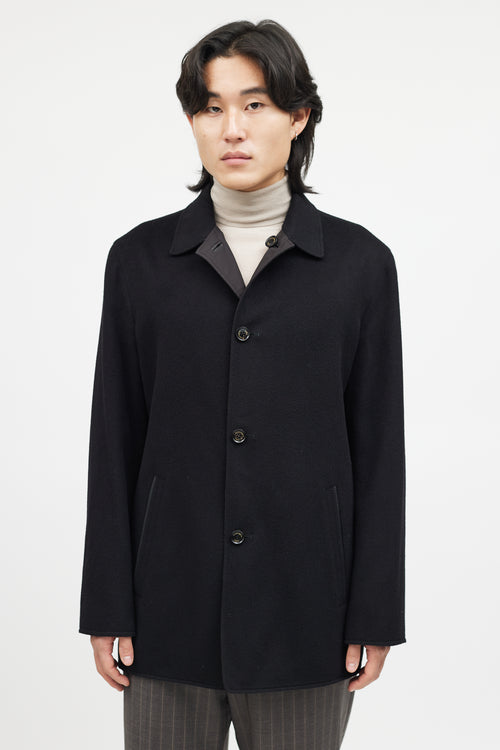Zegna Black Wool Nylon Reversible Jacket