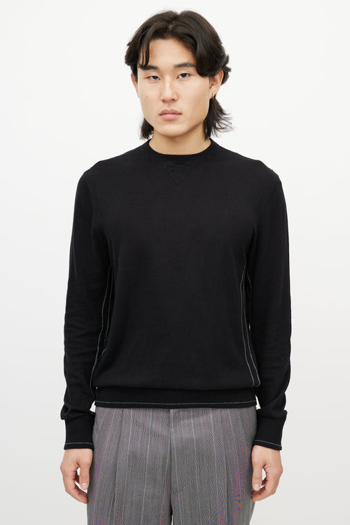 Zegna Sport Black & Grey Trim Knit Sweater Sweater
