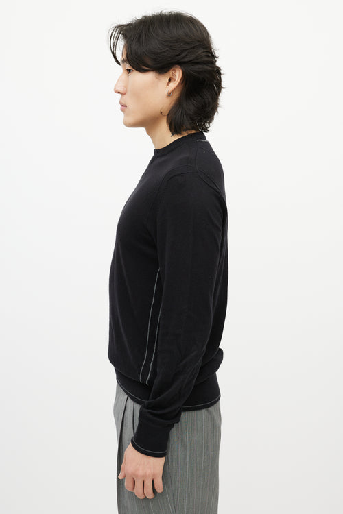 Zegna Sport Black & Grey Trim Knit Sweater Sweater